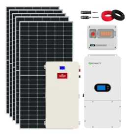 Kit Solar Híbrido 702kWh/Mês Growatt 10kW 127/220V Bateria Unipower InWall