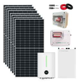 Kit Solar Híbrido 720kWh/mês 220V com Bateria de Lítio Livoltek