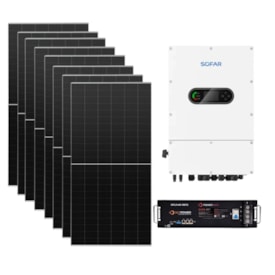 Kit Solar Híbrido 720kWh/Mês Inversor 5kW 127/220V Sofar e Bateria Getpower