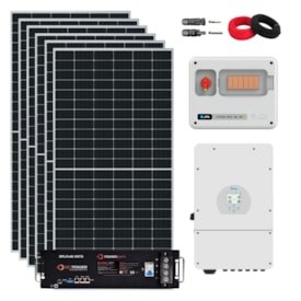 Kit Solar Híbrido 982kWh/mês Deye 8kW 220V/127V Bateria GetPower