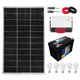 Kit Solar Iluminação 150W/160W 5 Lâmpadas com Bateria 12v