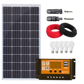 Kit Solar Iluminação 155w Resun 10 Lâmpadas Controlador 30A