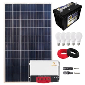 Kit Solar Iluminação 280w Resun 5 Lâmpadas com Bateria 12v