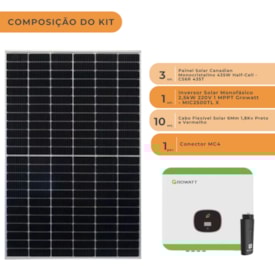 Segunda imagem do produto Kit Solar Monocristalino 156kWh/mês Canadian Inversor Growatt 220V