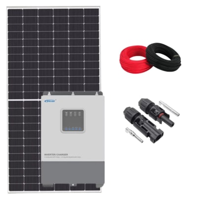 Kit Solar Monocristalino 199kWh/mês Inversor Carregador Epever 48V/220V