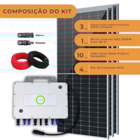 Segunda imagem do produto Kit Solar Monocristalino 234kWh/mês Microinversor SAJ 220V