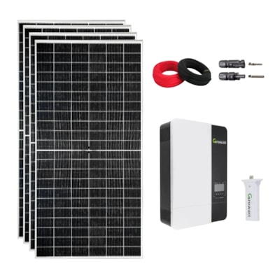 Kit Solar Monocristalino 266kWh/mês Inversor Carregador Growatt 48V/127V