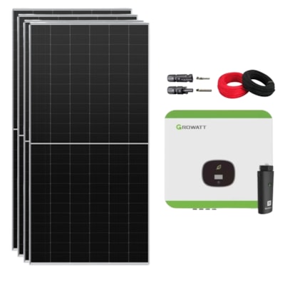 Kit Solar Monocristalino 292kWh/mês com Inversor Growatt 3kW 220V