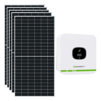 Kit Solar Monocristalino 300kWh/mês Inversor Growatt 3kW 220V