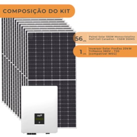Segunda imagem do produto Kit Solar Monocristalino 31kWp ou 3263kwh/mês Foxess Trifasico 380V 
