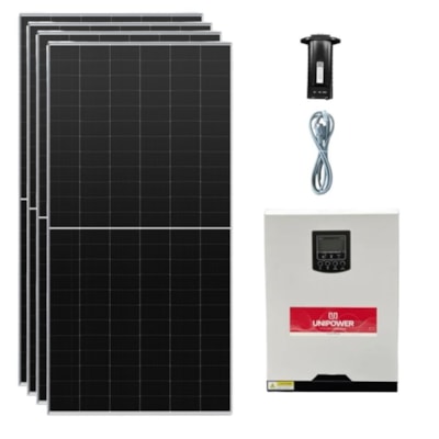 Kit Solar Monocristalino 366kWh/mês com Inversor Carregador Unipower 3kW 48V/220V