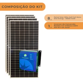 Segunda imagem do produto Kit Solar Monocristalino 4,4kWp ou 3cv com Driver Trifásico 220V Irrigasol
