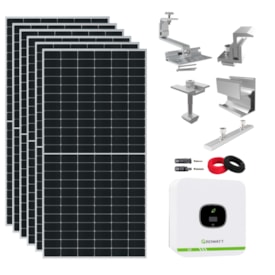 Kit Solar Monocristalino 456kW/mês Inversor Growatt 3kW 220V