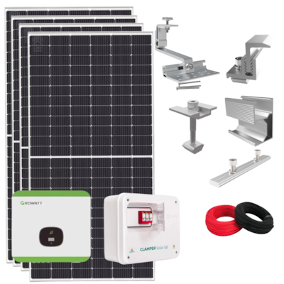 Kit Solar Monocristalino Canadian 2,2kWp ou 233kwh/mês Growatt