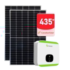 Segunda imagem do produto Kit Solar Monocristalino Canadian 435W ou 91,35kwh/mês Growatt 2,5kW 