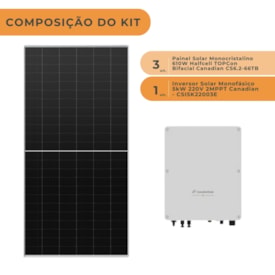 Segunda imagem do produto Kit Solar Monocristalino com Inversor Canadian 5kW 220V