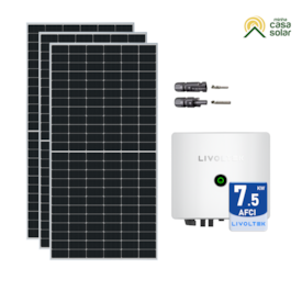 Kit Solar Monocristalino Residencial 210,6kWh/mês Livoltek 7,5kW 220V