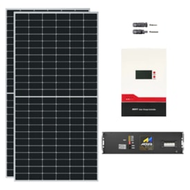 Kit Solar Off-Grid 1.170W/H Com Bateria Lítio Moura 100Ah 24V