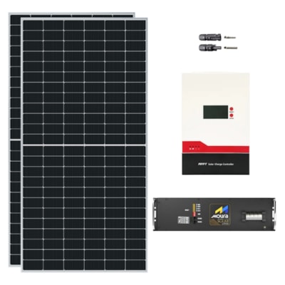 Kit Solar Off-Grid 1.170W/H Com Bateria Lítio Moura 100Ah 24V