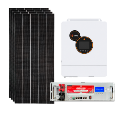 Kit Solar Off Grid 264kWh com Inversor Carregador 5kW SRNE e Bateria de Lítio Unipower