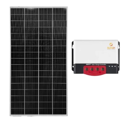 Kit Solar Off-grid 340W/h Monocristalino com Controlador de Carga 20A MPPT