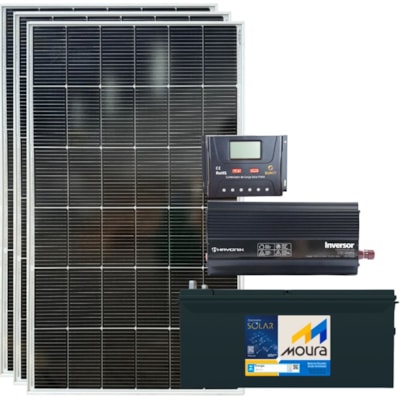 Kit Solar Off-grid 480W Monocristalino com Bateria Moura 234Ah