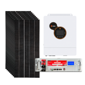 Kit Solar Off Grid 528kWh com Inversor Carregador 5kW SRNE e Bateria de Lítio Unipower 
