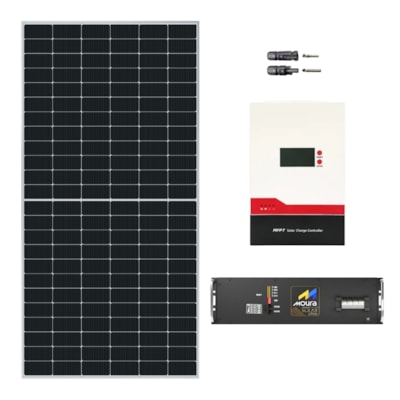 Kit Solar Off-Grid 585W/H Com Bateria Lítio Moura 100Ah 24V