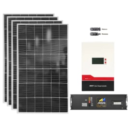 Kit Solar Off-Grid 640W/H Com Bateria Lítio Moura 100Ah 24V