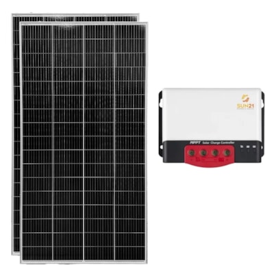 Kit Solar Off-grid 680W/h Monocristalino com Controlador de Carga 30A 24V MPPT