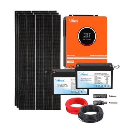 Kit Solar Off Grid Inversor Carregador Anern 4,2kW 24/220V com 2 Baterias de Litio 12V 200Ah Anern