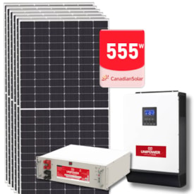Kit Solar Off Grid Monocristalino 3,33kWp com Bateria de Lítio Unipower 5kW