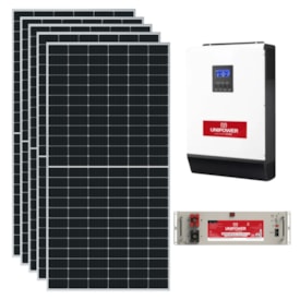 Kit Solar Off Grid Monocristalino 3,33kWp com Bateria de Lítio Unipower 5kW