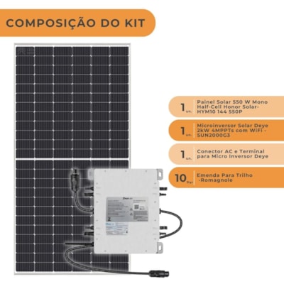Segunda imagem do produto Kit Solar Painel 550w e Microinversor Deye 220v