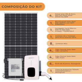 Segunda imagem do produto Kit Solar Para Carro Elétrico 200kW/mês Com estrutura Telhado Colonial