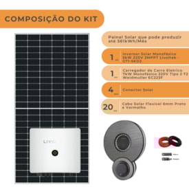 Segunda imagem do produto Kit Solar para Carro Elétrico 561kWh/mês com Carregador Weidmuller