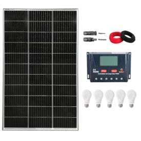 Kit Solar para Iluminação 160W/h Off-Grid com 5 Lâmpadas 12V