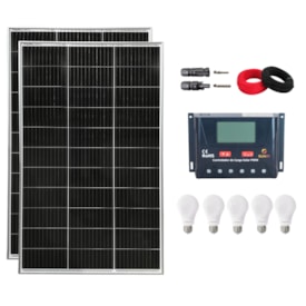 Kit Solar para Iluminação 300W/h Off-Grid com 5 Lâmpadas 12V