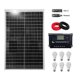 Kit Solar Para Iluminação 60W com 6 Lâmpadas