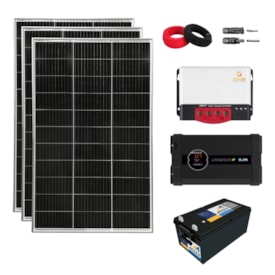 Kit Solar para Motorhome e Pescaria 1920W/dia Inversor JFA 12V/127V e Bateria Moura