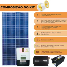 Segunda imagem do produto Kit Solar Para Starlink 340W com Bateria Moura 12V/220V
