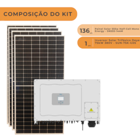 Segunda imagem do produto Kit solar para Usina/Fazenda Solar 9.057,6kW Inversor Deye