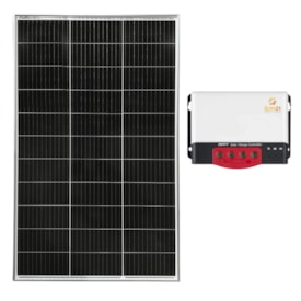 Kit Solar Placa Solar 160W com Controlador de Carga 20A 12/24V MPPT
