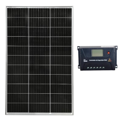 Kit Solar Placa Solar 160W com Controlador de Carga 40A 12V PWM