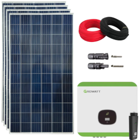 Kit Solar Policristalino 301kWh/mês com Inversor Growatt 1,5kW 220V
