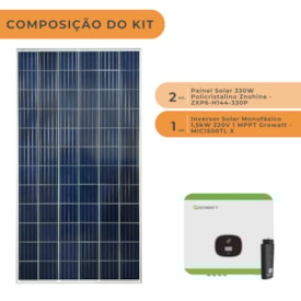 Segunda imagem do produto Kit Solar Policristalino 79kWh/mês com Inversor Growatt 1,5kW 220V