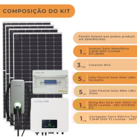Segunda imagem do produto Kit Solar Residencial com Carregador de Carro Eletrico 7kW Livoltek 220V
