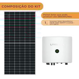Segunda imagem do produto Kit Solar Residencial Monocristalino 280kWh/Mês Livoltek 10kW 220V