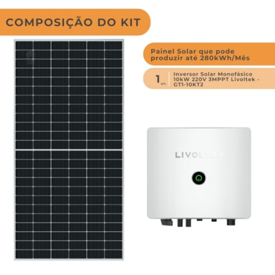 Segunda imagem do produto Kit Solar Residencial Monocristalino 280kWh/Mês Livoltek 10kW 220V