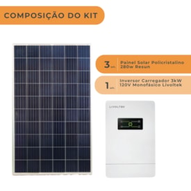 Segunda imagem do produto Kit Solar Rural 100,4kW/mês Inversor Livoltek 48V/127V